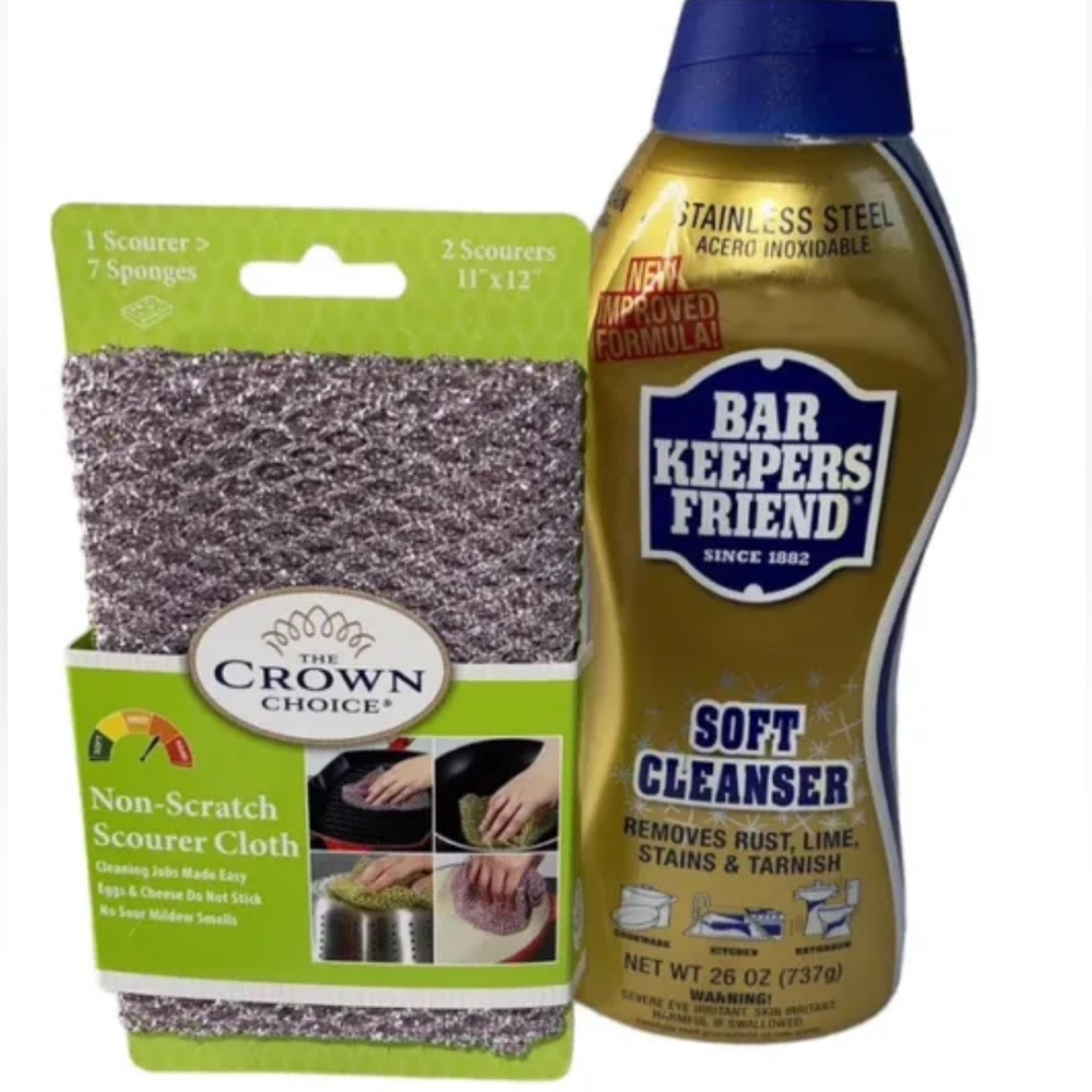 Bar Keepers Friend Soft Cleanser Liquid, 26 fl oz + 2 Non-scratch Scourer Cloth